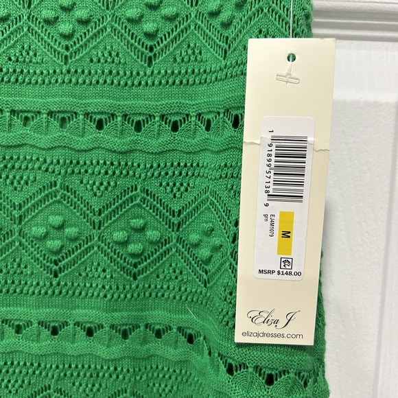 NWT!!! Eliza J Women's Size Medium 100% Cotton Sleeveless Green Midi Dress Lined - Picture 3 of 9